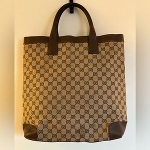 Vintage Gucci monogram Canvas shopper tote Brown & cream